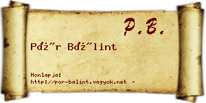 Pór Bálint névjegykártya