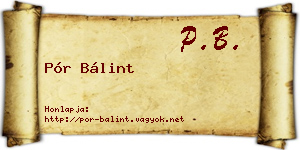 Pór Bálint névjegykártya